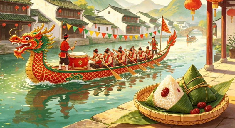 Saudações calorosas pelo Festival Tradicional Chinês do Barco-Dragão